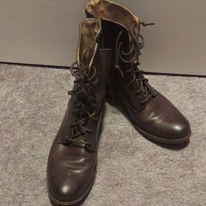 Brown high top old school boots